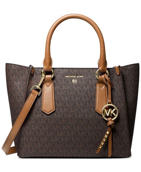 michael kors logo satchel bag brown|Michael Kors satchel on sale.